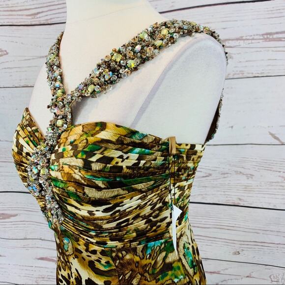 Night Moves by Allure Animal print w/ teal beaded - Picture 5 of 8